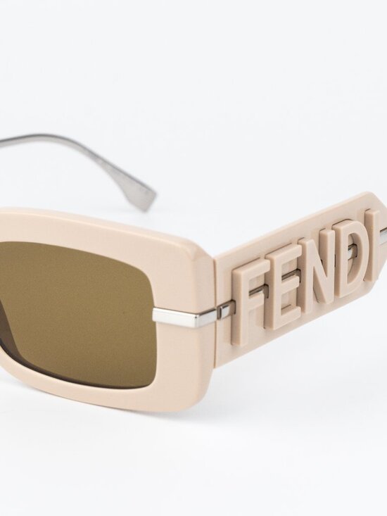 Fendi Women Sunglasses Rectangular Nude Brown FE40133I 57E NEW AUTHENTIC